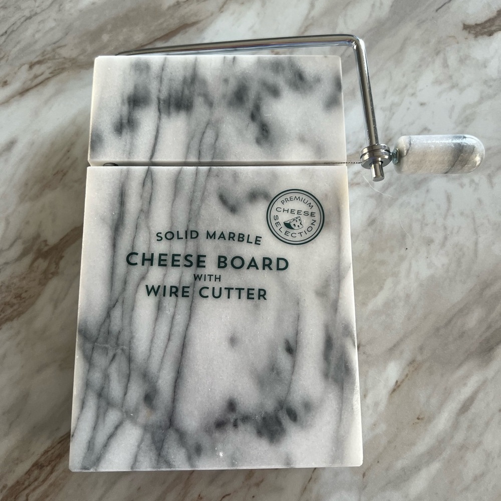 Solid Marble Cheese Board with Wire Cutter